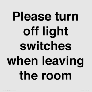 PV10509: Please turn off light switches when leaving the room