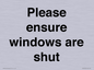 PV10513: Please ensure windows are shut