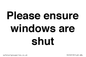 PV10513: Please ensure windows are shut