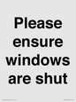PV10513: Please ensure windows are shut