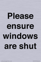 PV10513: Please ensure windows are shut