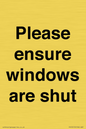 PV10513: Please ensure windows are shut