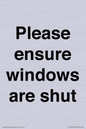 PV10513: Please ensure windows are shut