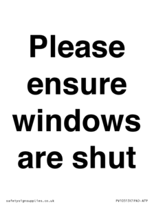 PV10513: Please ensure windows are shut