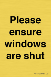PV10513: Please ensure windows are shut