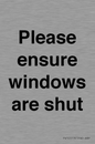 PV10513: Please ensure windows are shut