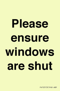 PV10513: Please ensure windows are shut