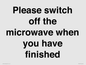PV10517: Please switch off the microwave when you have finished