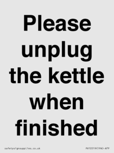 PV10519: Please unplug the kettle when finished