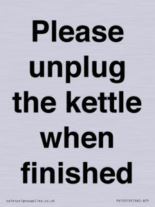 PV10519: Please unplug the kettle when finished