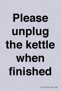 PV10519: Please unplug the kettle when finished