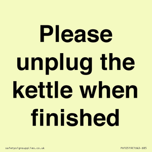 PV10519: Please unplug the kettle when finished