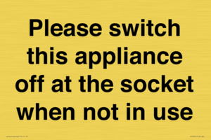 PV10521: Please switch this appliance off at the socket when not in use