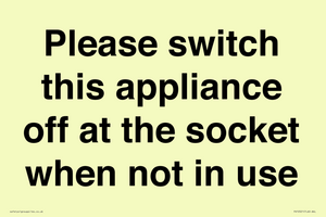PV10521: Please switch this appliance off at the socket when not in use
