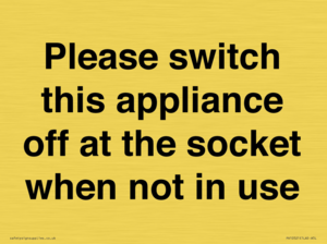 PV10521: Please switch this appliance off at the socket when not in use