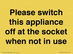 PV10521: Please switch this appliance off at the socket when not in use