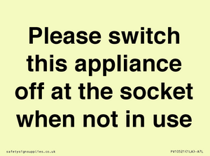 PV10521: Please switch this appliance off at the socket when not in use