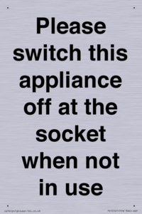 PV10521: Please switch this appliance off at the socket when not in use