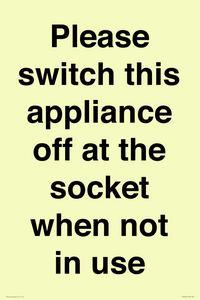 PV10521: Please switch this appliance off at the socket when not in use