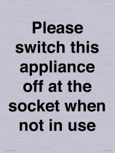 PV10521: Please switch this appliance off at the socket when not in use