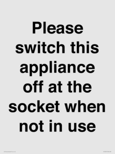 PV10521: Please switch this appliance off at the socket when not in use