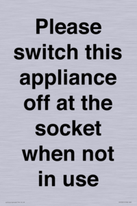 PV10521: Please switch this appliance off at the socket when not in use