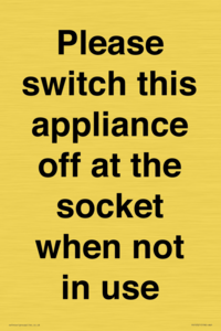 PV10521: Please switch this appliance off at the socket when not in use