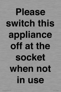 PV10521: Please switch this appliance off at the socket when not in use