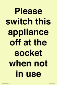 PV10521: Please switch this appliance off at the socket when not in use