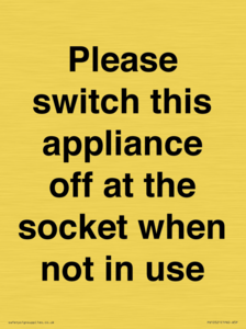PV10521: Please switch this appliance off at the socket when not in use