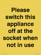 PV10521: Please switch this appliance off at the socket when not in use