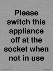 PV10521: Please switch this appliance off at the socket when not in use