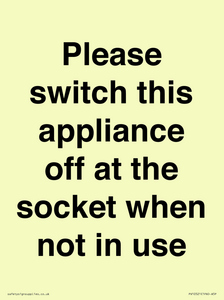 PV10521: Please switch this appliance off at the socket when not in use