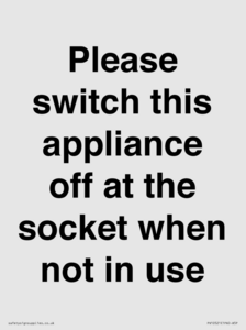 PV10521: Please switch this appliance off at the socket when not in use