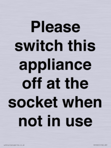 PV10521: Please switch this appliance off at the socket when not in use