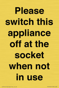 PV10521: Please switch this appliance off at the socket when not in use