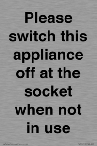 PV10521: Please switch this appliance off at the socket when not in use