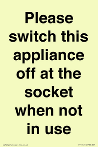 PV10521: Please switch this appliance off at the socket when not in use