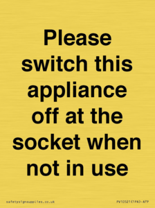PV10521: Please switch this appliance off at the socket when not in use