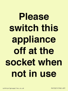 PV10521: Please switch this appliance off at the socket when not in use