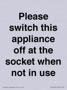 PV10521: Please switch this appliance off at the socket when not in use