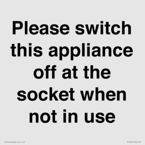 PV10521: Please switch this appliance off at the socket when not in use