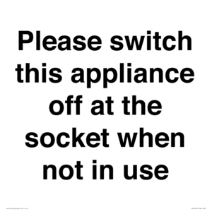 PV10521: Please switch this appliance off at the socket when not in use