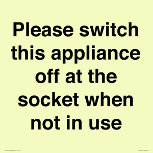PV10521: Please switch this appliance off at the socket when not in use