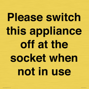 PV10521: Please switch this appliance off at the socket when not in use