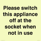 PV10521: Please switch this appliance off at the socket when not in use