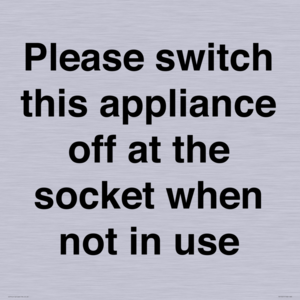 PV10521: Please switch this appliance off at the socket when not in use