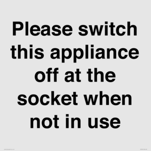PV10521: Please switch this appliance off at the socket when not in use