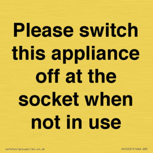 PV10521: Please switch this appliance off at the socket when not in use