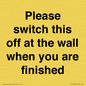 PV10523: Please switch this off at the wall when you are finished